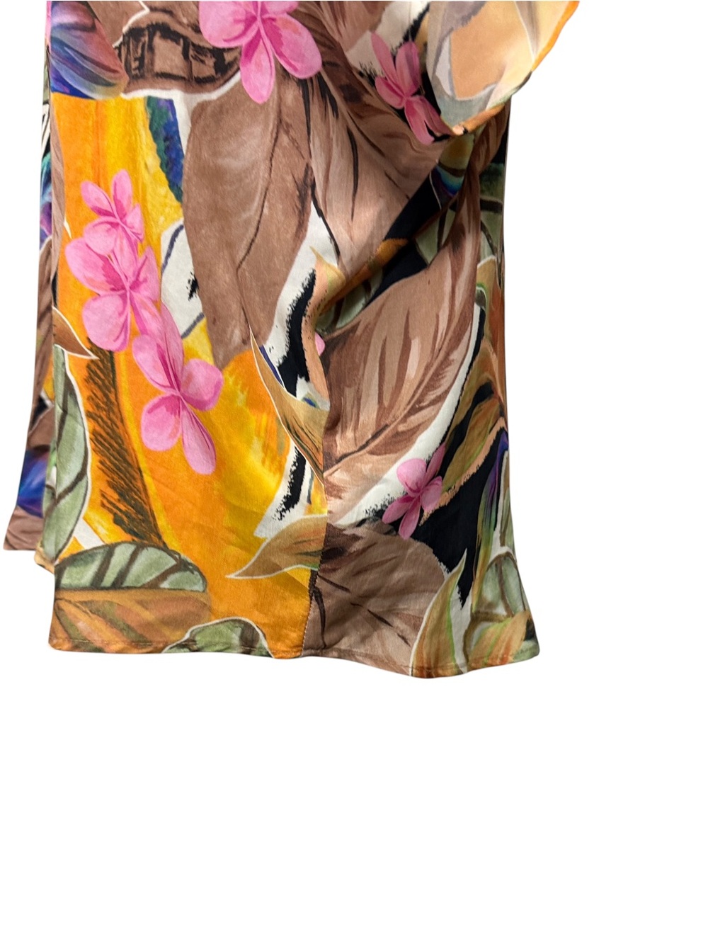 Karen Kane 100% Cupro Tropical Floral V-Neck Blouse Top M Luxe Resort Boho - Picture 6 of 11